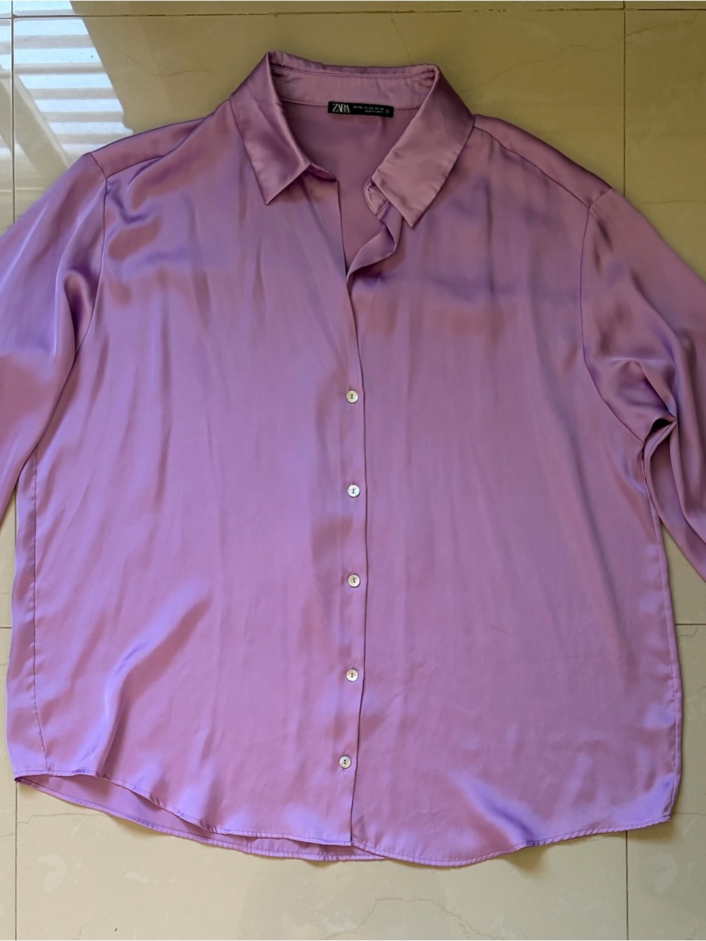 Purple satin blouse from Zara.